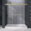 Porte de douche coulissante double sans cadre de 56 à 60 po x H 76 po avec verre trempé de 5/16 po-101838245