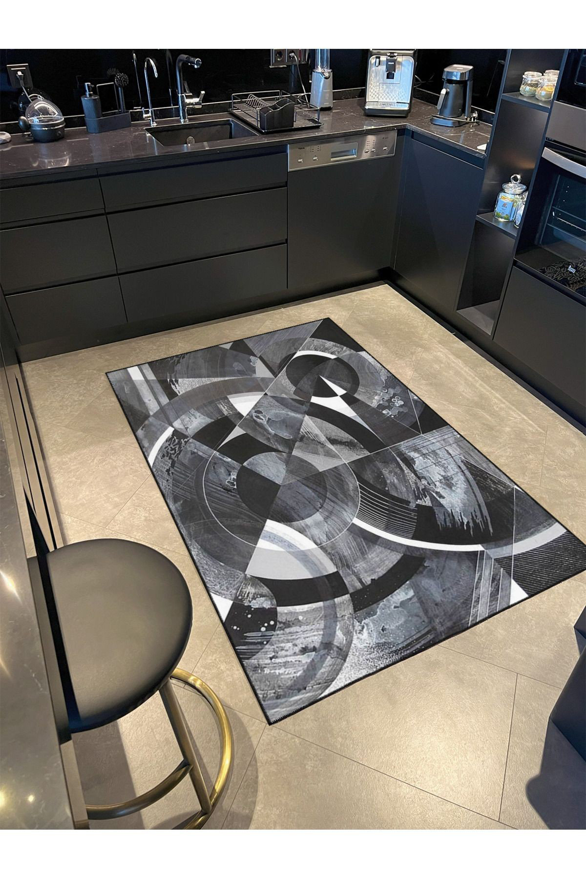 Hokku Designs Glass Crystal Pattern Woven Base and Washable Area Rug ...