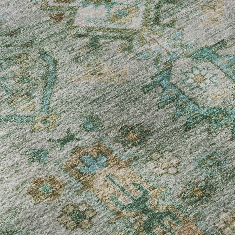 Premium Machine Washable Mayfield AMF2047 Global Rug, Sage, 8' Round