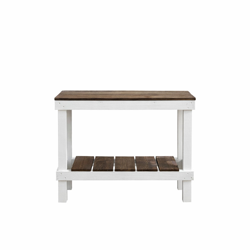 Topher 35'' Solid Wood Console Table, Dark Walnut/White