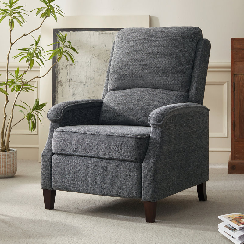 Fauteuil inclinable manuel rembourré de 30,3 po de largeur pour salon, Tissu gris