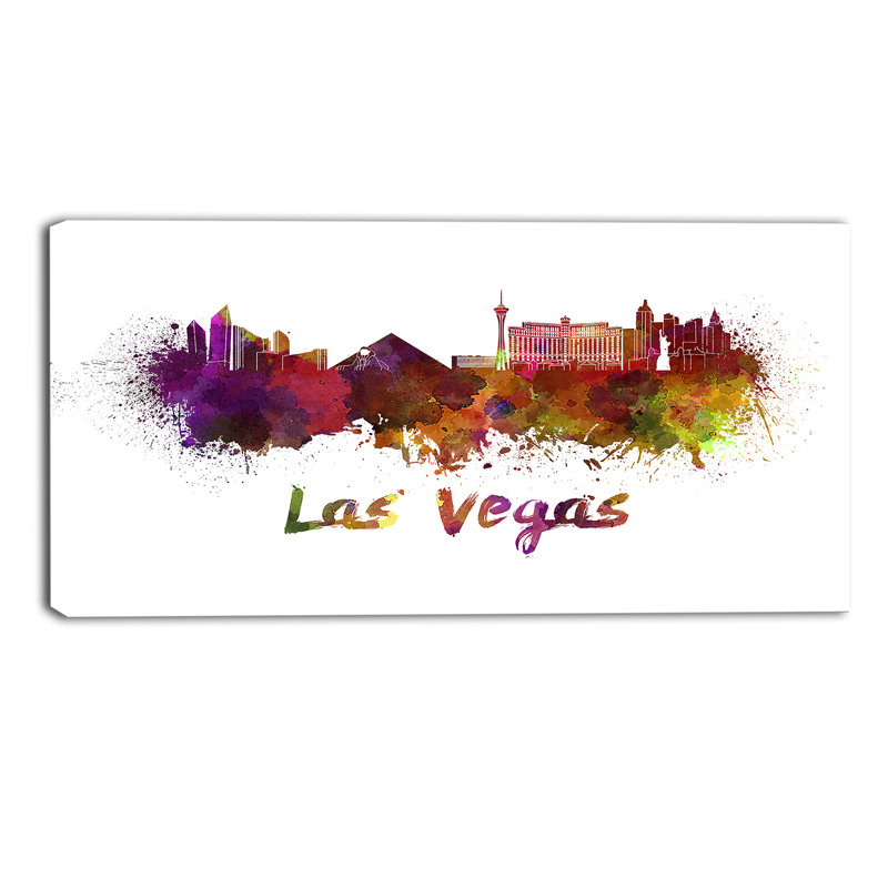 «Las Vegas Skyline Cityscape» par l'artiste, reproduction sur toile, H 16 po x l 32 po