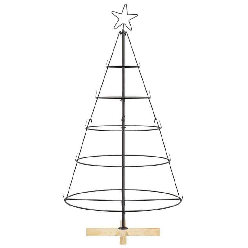  Christmas Cone Tree with Stand Black Steel, 4.1' H
