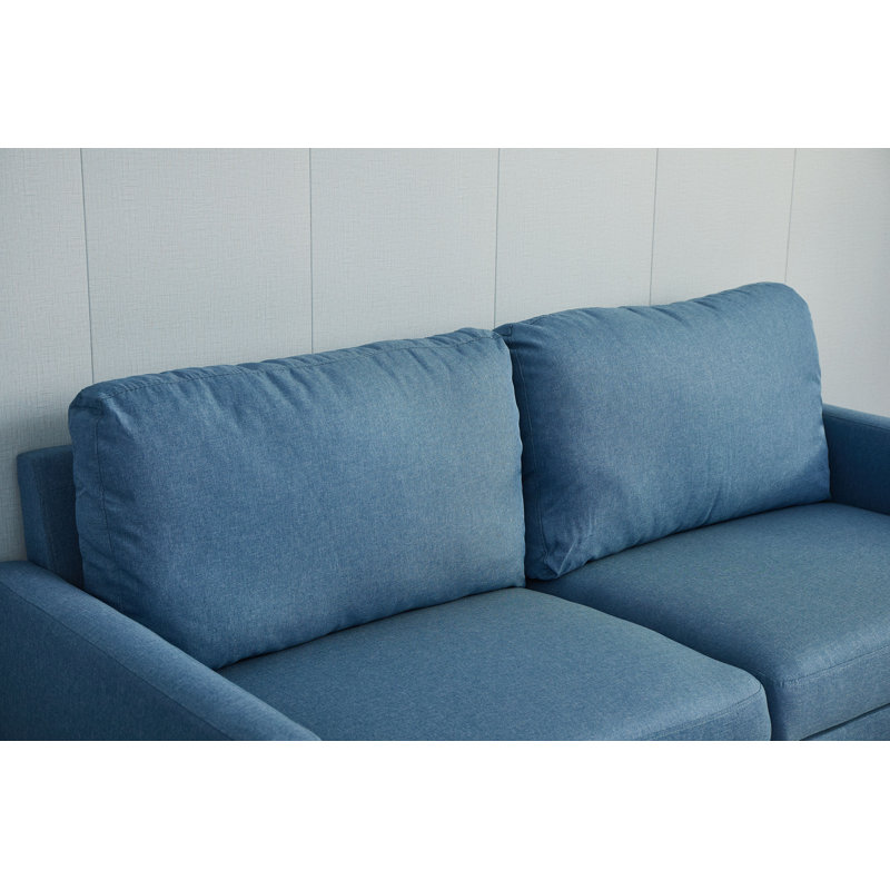 Seaddon Square Arm Sofa, Sky Blue Linen Blend, 35" H x 70" W x 32" D