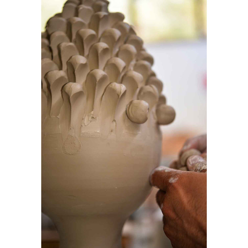 Chroma Handmade Ceramic Table Vase, White, 15cm H x 10cm W x 10cm D