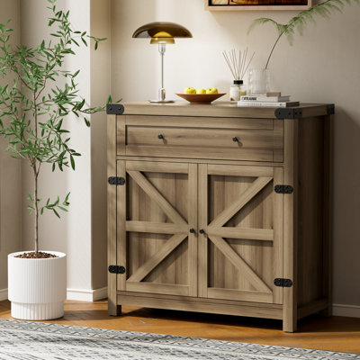33.46" H Wood 2-Door Accent Cabinet with 1 Drawer