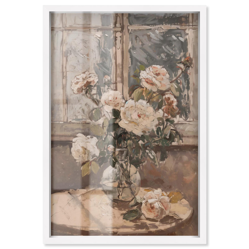 «Soft Flowers by the Window» par Glam Art, H 55 po x l 37 po, Blanc