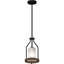 Mini-luminaire suspendu intérieur en noyer et noir à 1 lumière Emery