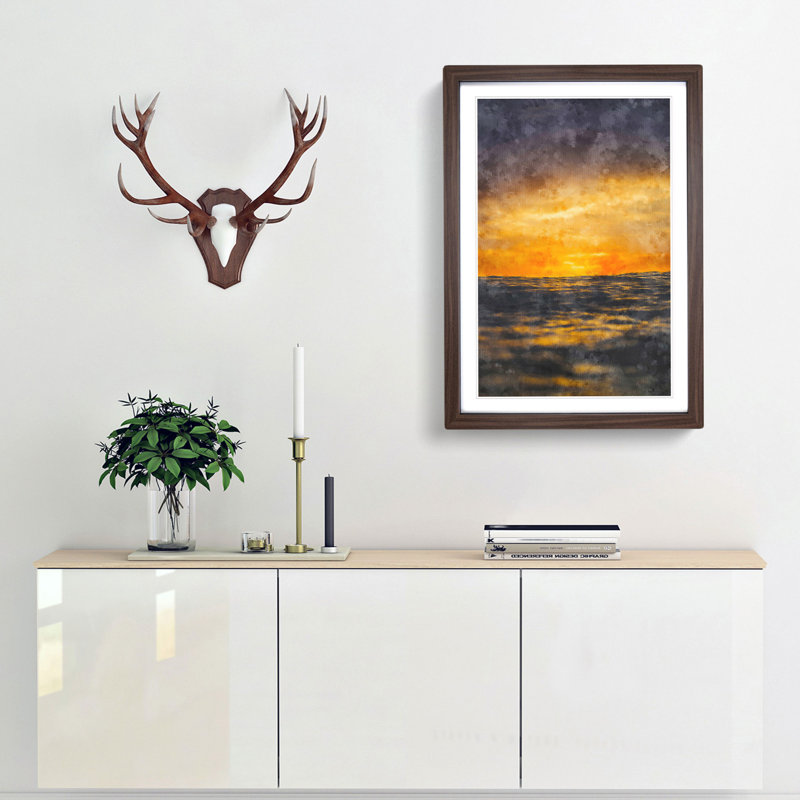 Ocean Of Clouds Abstract - Single Picture Frame Painting on MDF, Walnut Framed, 33cm H x 24cm W x 2cm D
