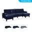 Canapé modulaire 110 po convertible en forme de L et en U, canapé en velours côtelé avec deux coussins de soutien et 2 repose-pieds-319050310