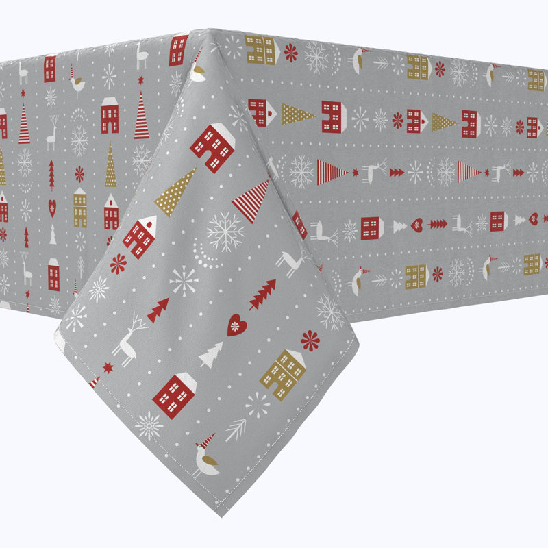 Edehard  Rectangular Tablecloth, 100% Cotton, Stylized Christmas Pattern, 84" x 60"