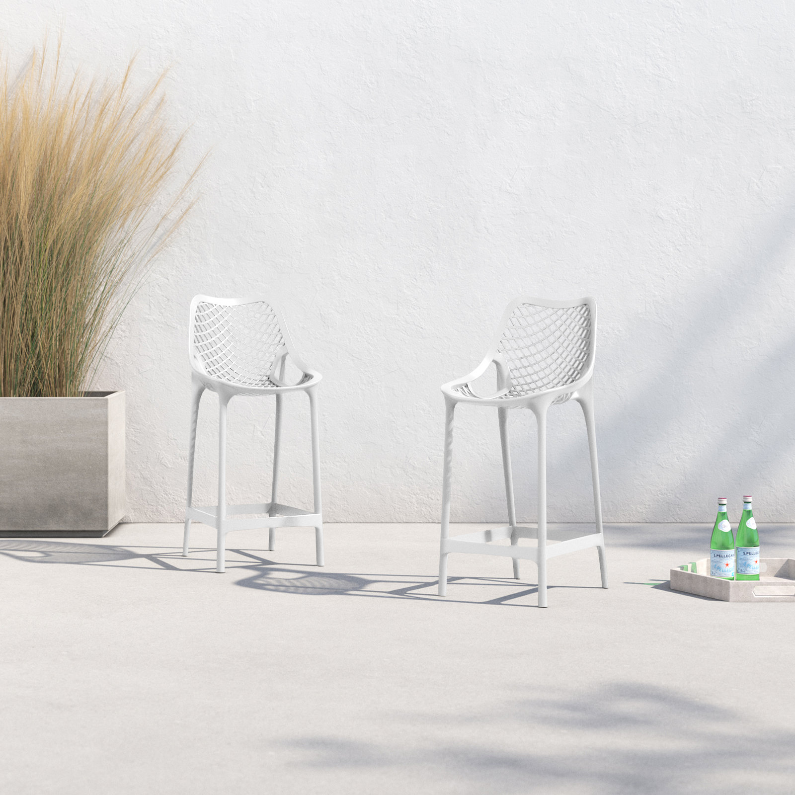 Farrah Patio Bar Stool, White, 25.6"