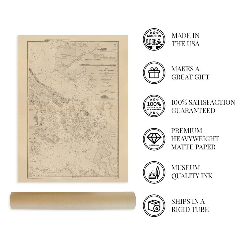 1865, carte sonore Puget sur papier, H 36 po x l 24 po