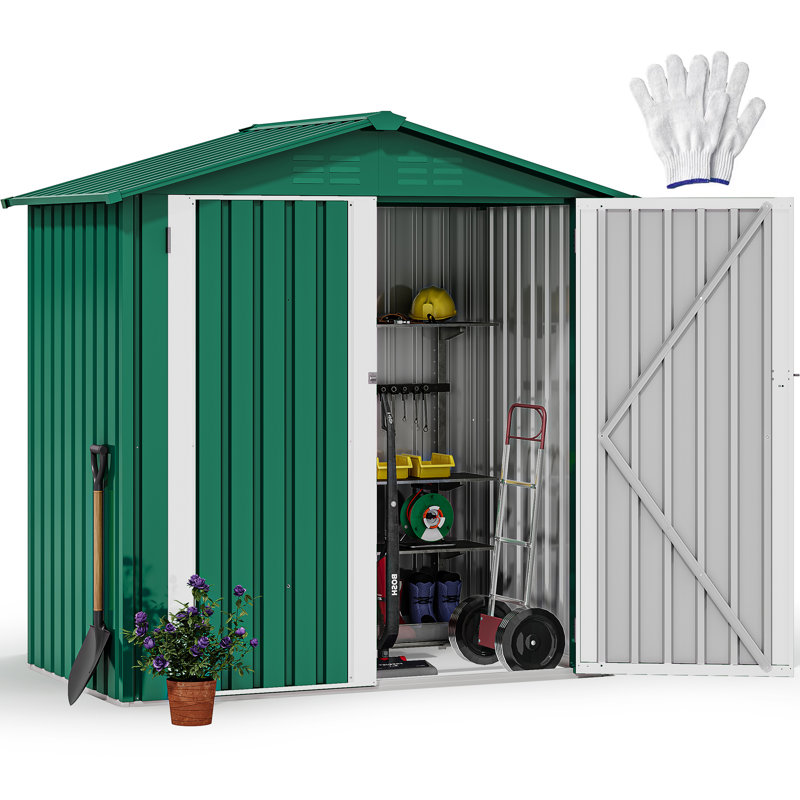 Garden 6 Ft. W X 4 Ft. D Steel Outdoor Storage Shed, Green