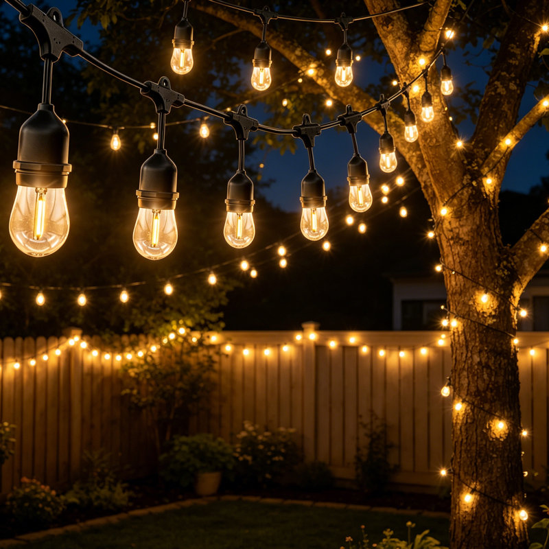 Waterproof LED Outdoor String Lights With Dimmable Vintage Edison Bulbs