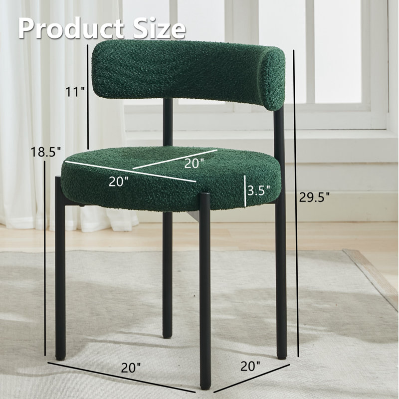 Chaise de salle à manger rembourrée Modern, 4, Vert, Noir, noir, noir, noir
