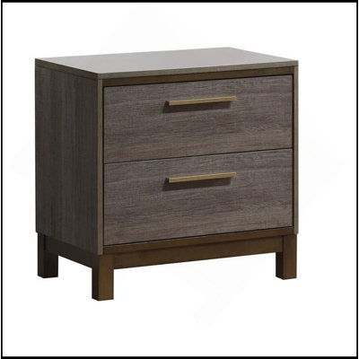 Table de chevet contemporaine 1Pc deux tons gris antique mobilier de chambre à coucher centre glissières en métal barre de laiton