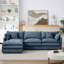 Canapé modulaire en L spacieux et modulaire en chenille bleue pour salon moderne