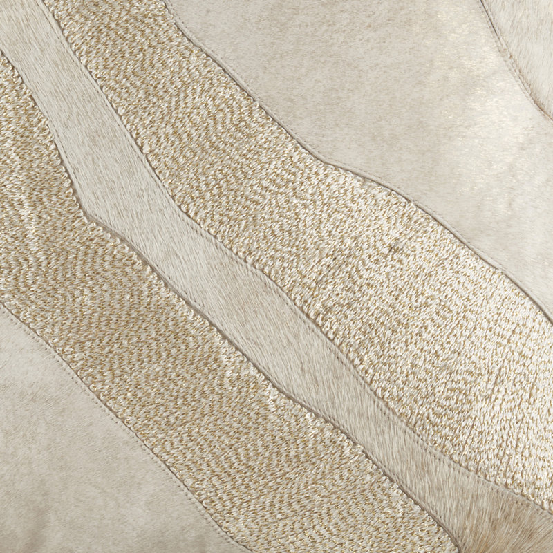 Luxurious Foiled Hair On Leather Patchwork Poly Filled Pillow, Sans insert