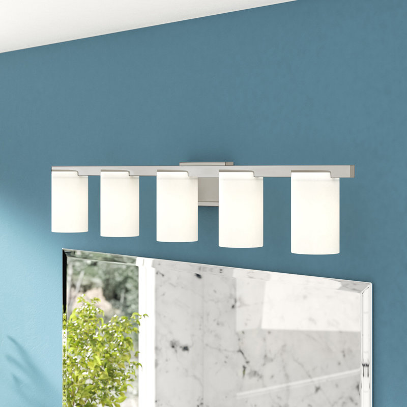 Éclairage pour salle de bain à intensité variable 5 lumières Delvin, Nickel brossé