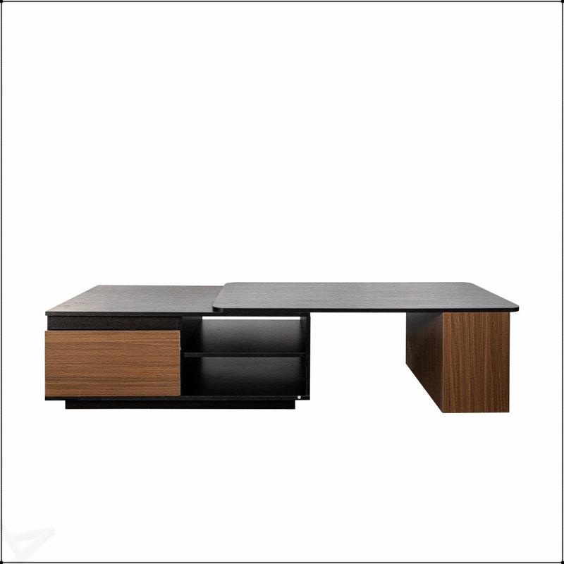 Table basse extensible avec 2 tiroirs de rangement, longueur réglable pour le salon, grande table centrale rectangulaire