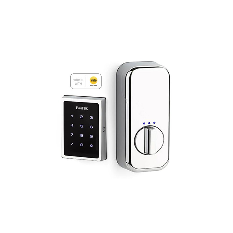 Serrure à pêne dormant à verrou tactile électronique Emtek EMPowered, Chrome poli