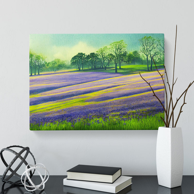 Serene Bluebell Field Vol.4 - Wrapped Canvas, 40cm H x 60cm W x 3cm D