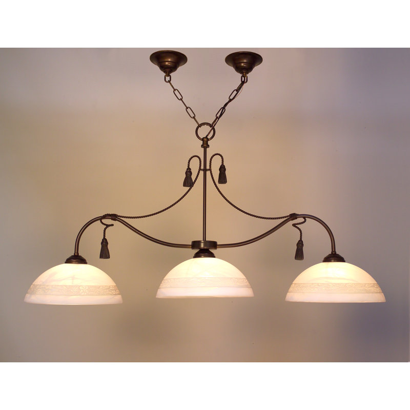 Luminaire suspendu linéaire pour îlot de cuisine 3 lumières avec accents de corde Collum, Bronze