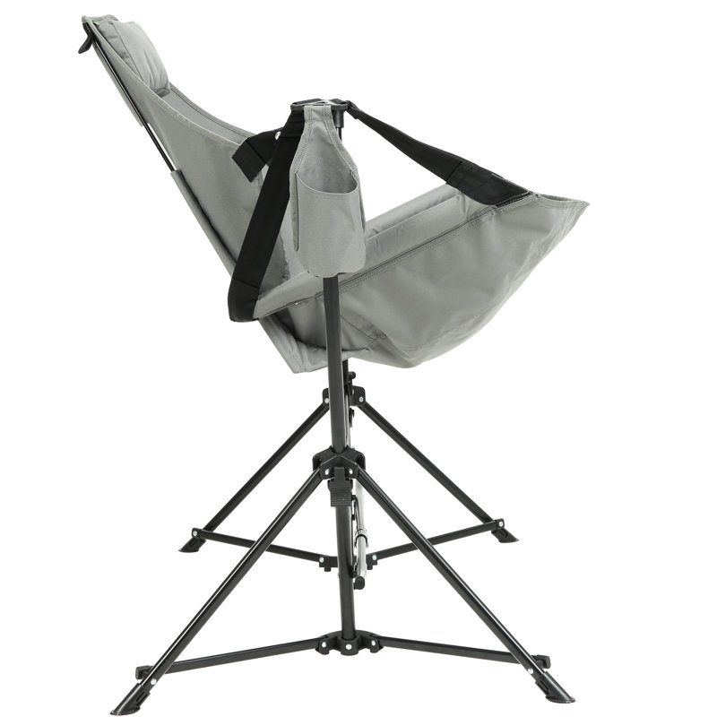 Grey Folding Chair, Portable Rocking Chair With Cup Holder, For Backyard And Camping, 2Pcs Camping Outdoor Patio,  2Pcs, Gray