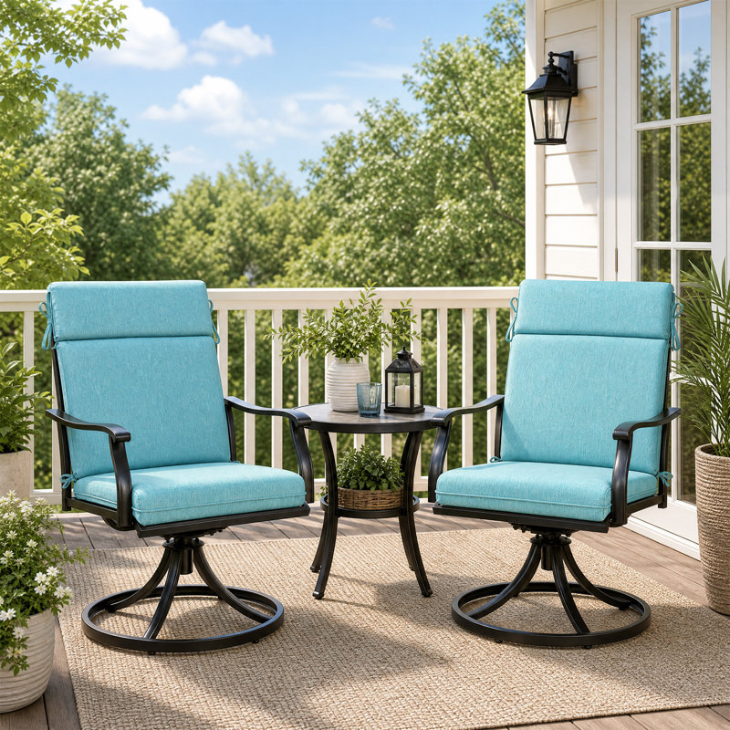 Outdoor High Back Dining Chair Cushion Set, Teal, 21" W x 20" D