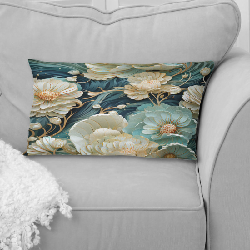 Coussin floral imprimé océan