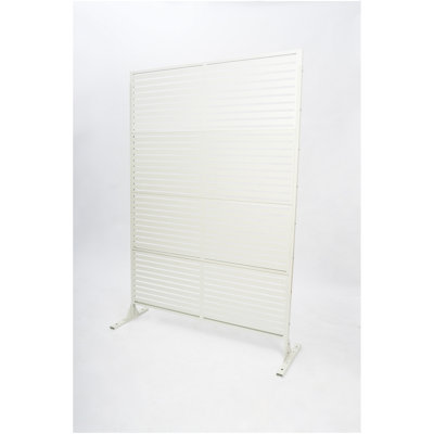 H 70,87 po x l 46,06 po, écran d'intimité en métal blanc, cloison de patio autoportante à lattes, décor de maison de bord de mer et de plage, cloison de pièce intérieure et de solarium, aire de jeu pour enfants et balcon pour terrasse pour animaux de compagnie