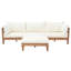 Ensemble de canapé modulaire d'extérieur de 96,3 po de large avec configuration de lit de jour, ensemble de conversation de patio en bois d'acacia 6 pièces avec coussins beige moelleux
