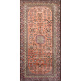 Antique Tribal Khotan East Turkestan Coral Color 1900s Rug