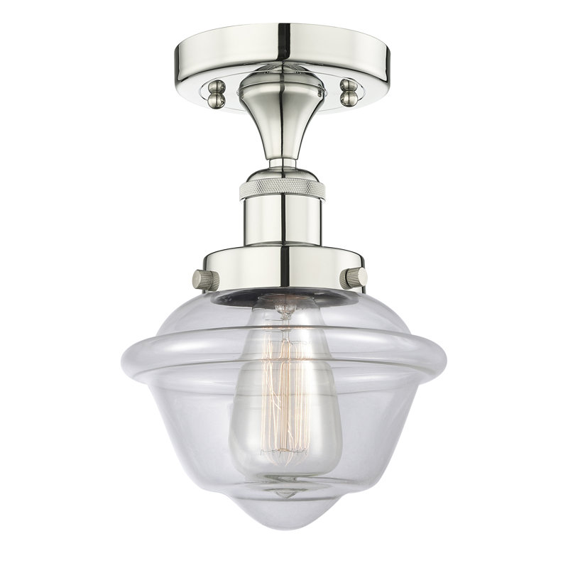 Plafonnier semi-encastré en verre Grourke, Transparent, Nickel poli