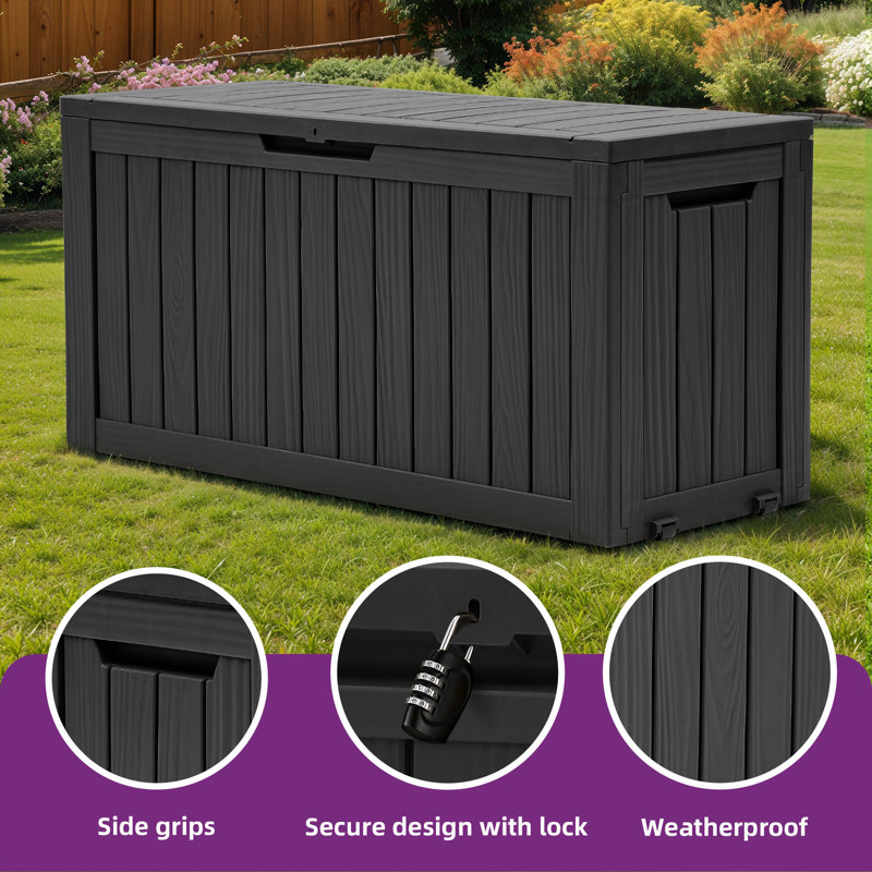 72 Gallon Outdoor Resin Deck Box, Black