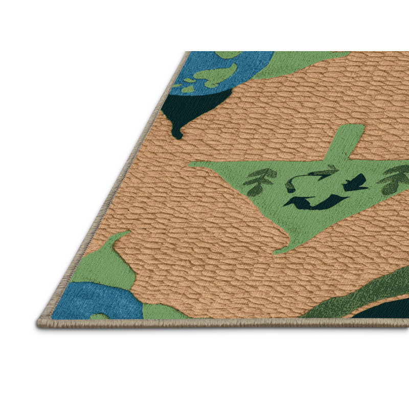 Machine Washable Transportation Brown Area Rug