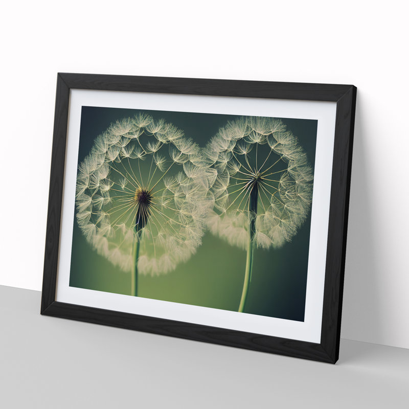 Tremendous Dandelion Flowers - Single Picture Frame Print, 46cm H x 64cm W x 2cm D, Black