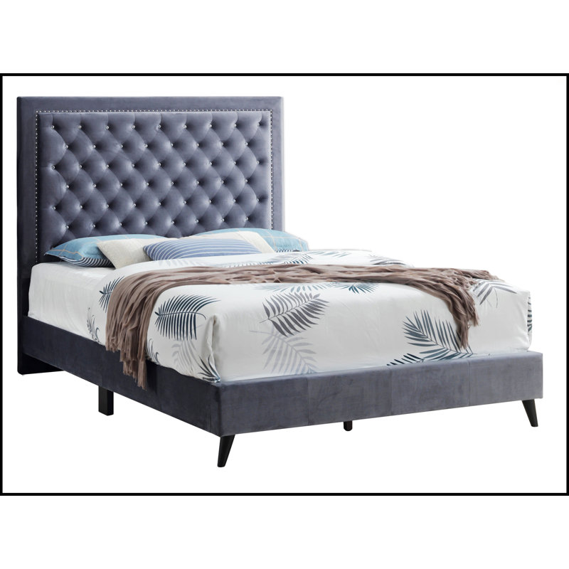 Bed, Gray, Queen