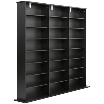 Armoire de rangement multimédia, étagère à DVD à 8 niveaux, organisateur de rangement multimédia pour CD, DVD, livres et jeux, étagère à CD pour salon, bureau personnel, salle d'enregistrement, noir