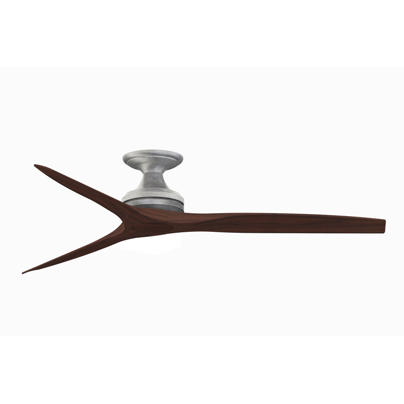 Spitfire 60 inch Flush Indoor/Outdoor Ceiling Fan - Matte Greige with Whiskey Wood blades, Galvanized, Whiskey Wood