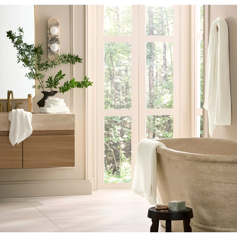 Turkish Ribbed Ribbed Bath Sheet, Cream