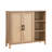 Mid-Century Modern Storage Cabinet With Woven Rattan Doors, Open Shelves & Adjustable Shelves