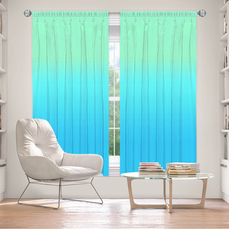 Vandela Room Darkening Curtain Pair, 40" W x 82" L, Turquoise/Mint/Blue