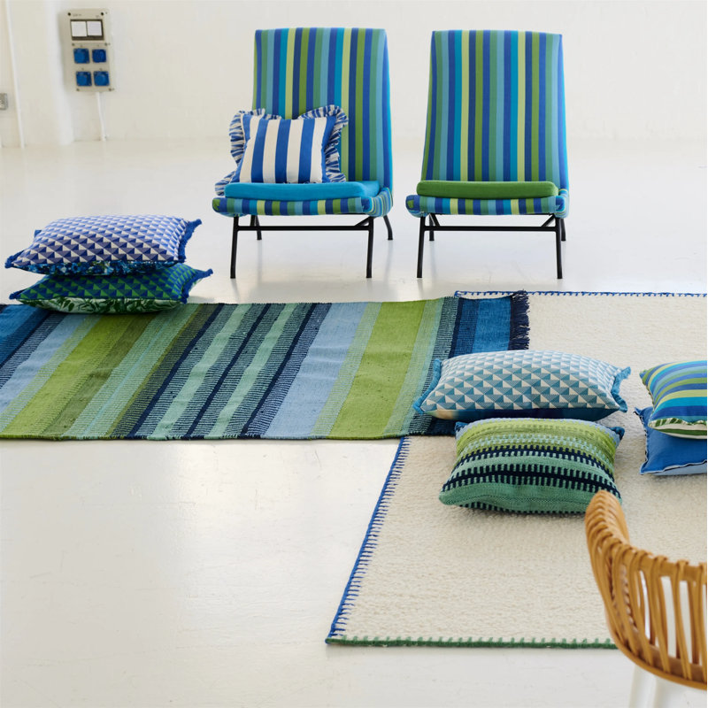 Muturi Outdoor Decorative Pillow, Cobalt Striped