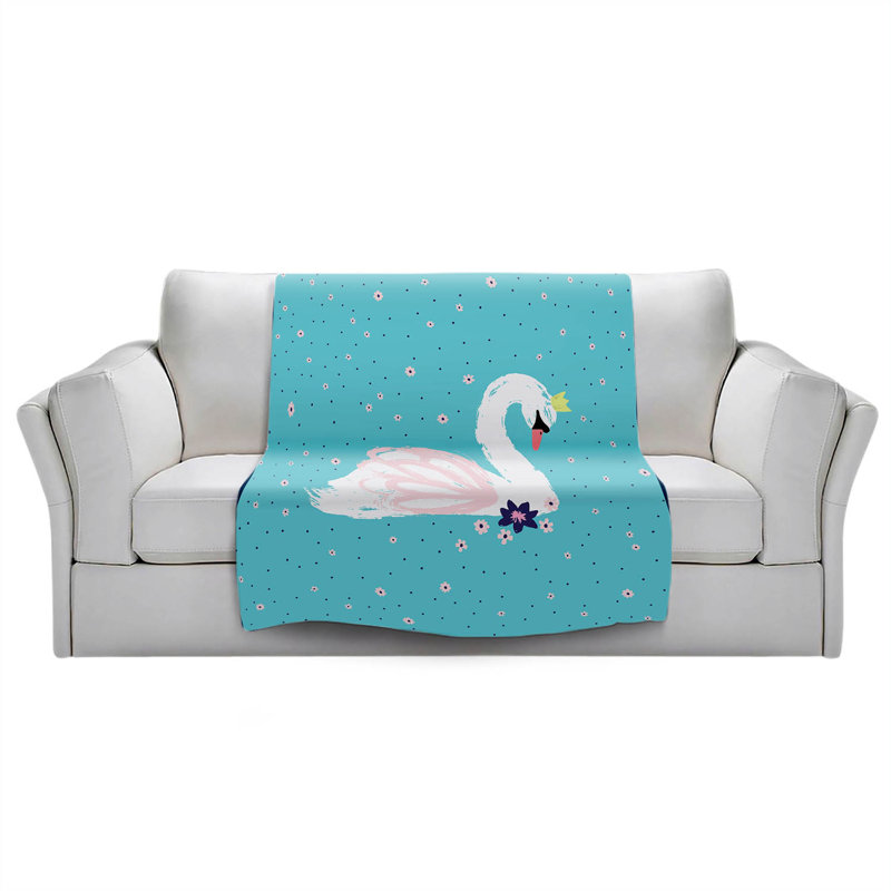  Couverture Swan 1, 68 po x 80 po, Bleu sarcelle