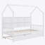 Lit simple en bois avec lit gigogne et tablette, idéal pour dormir, jouer et ranger les enfants-350883172