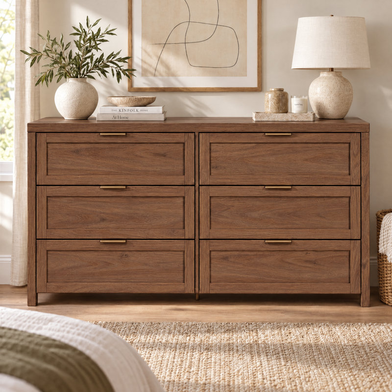 152.4 cm W Chest of 6 Drawers, Special Walnut