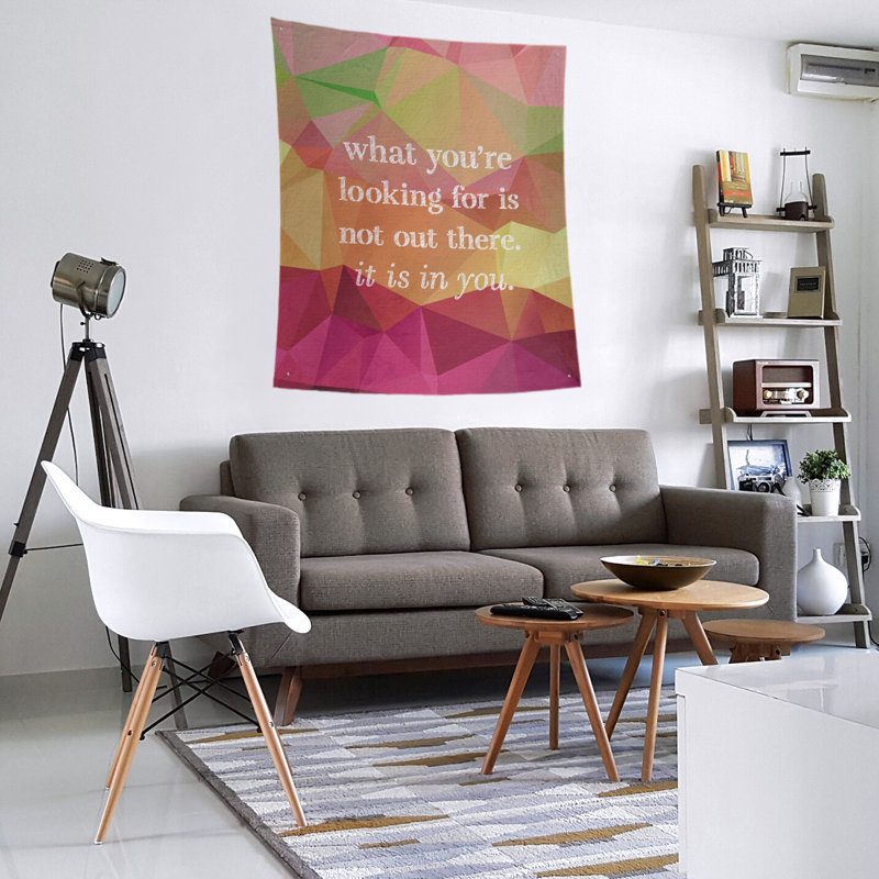 Tapisserie quote-pierre en faux-faux-citation en polyester, H 80 po x l 68 po, Pyrite arc-en-ciel