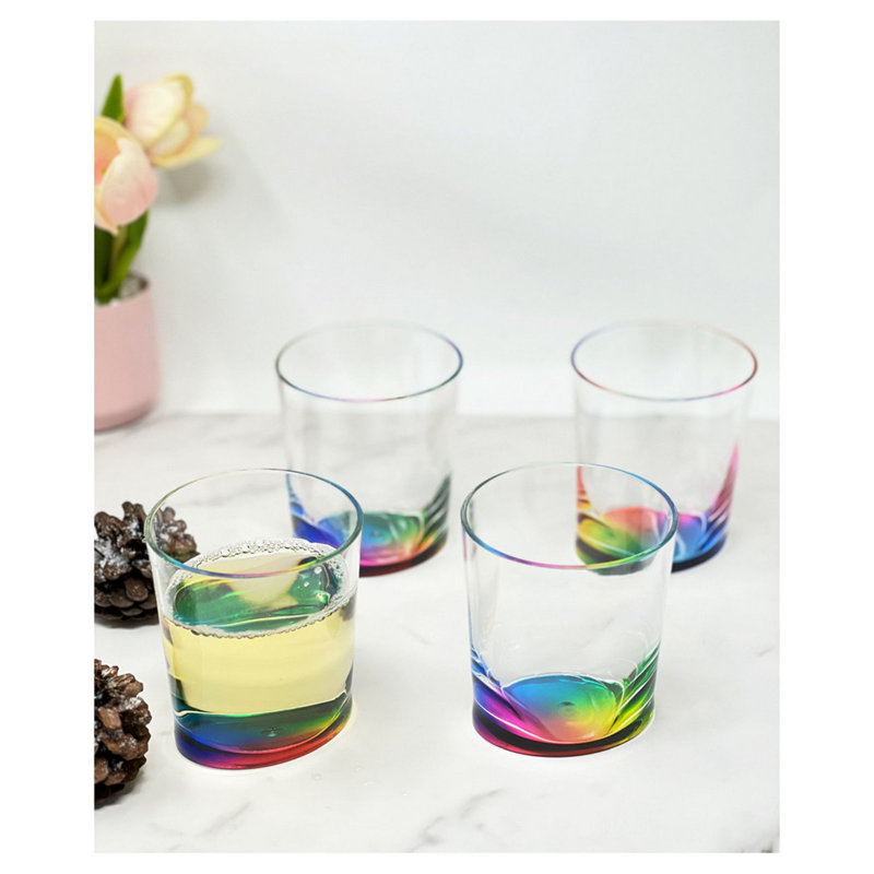 Verres ovales ovales en acrylique, Bleu / Orange, 12 oz liq.